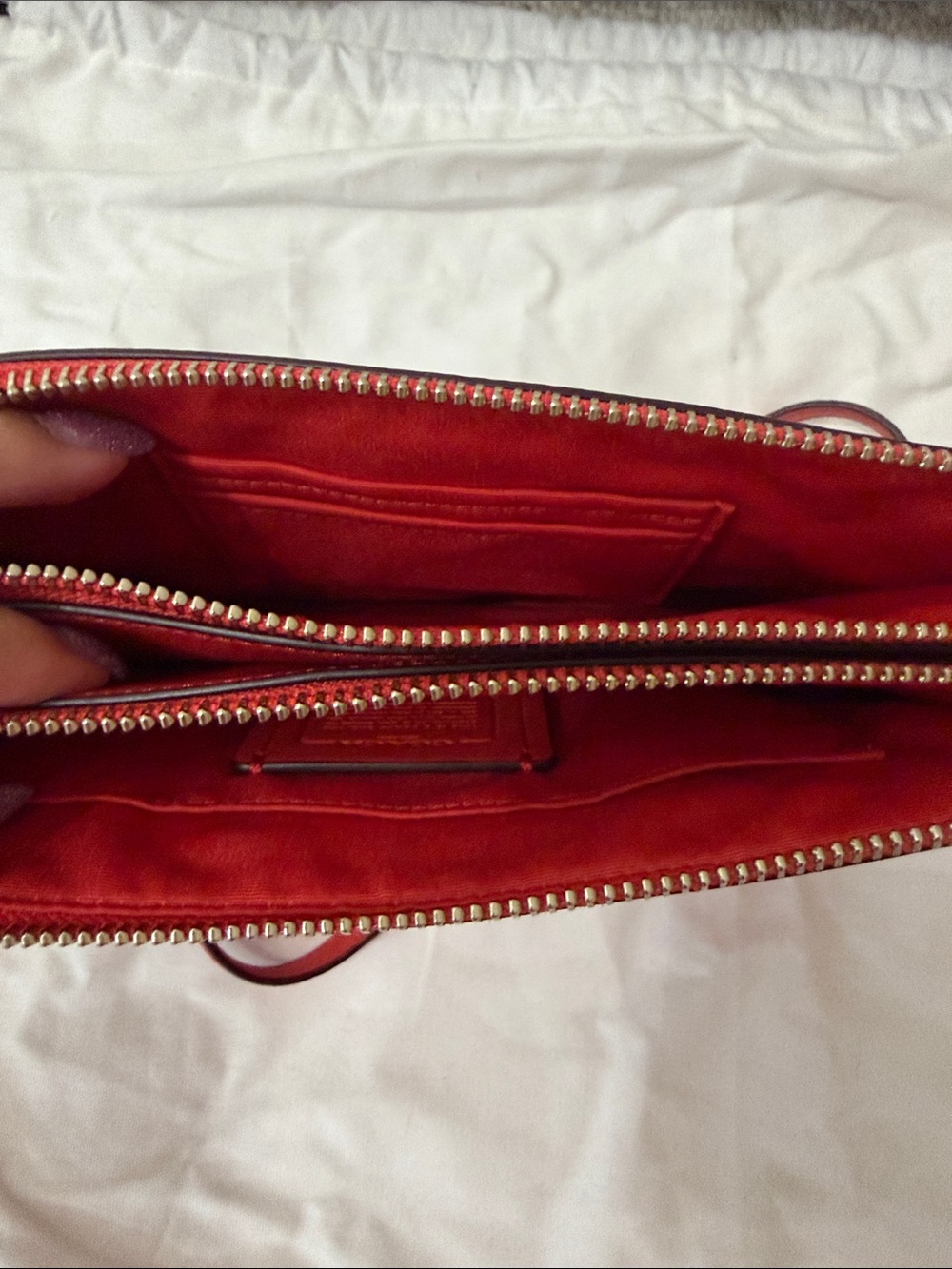 COACH Red Ombre Pebbled Leather Crossbody - Picture 3 of 4